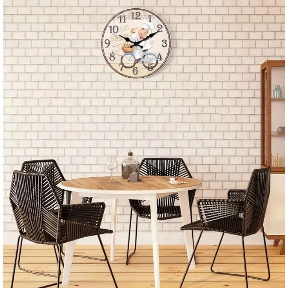 Kitchen Round Wall Wooden Clock (12